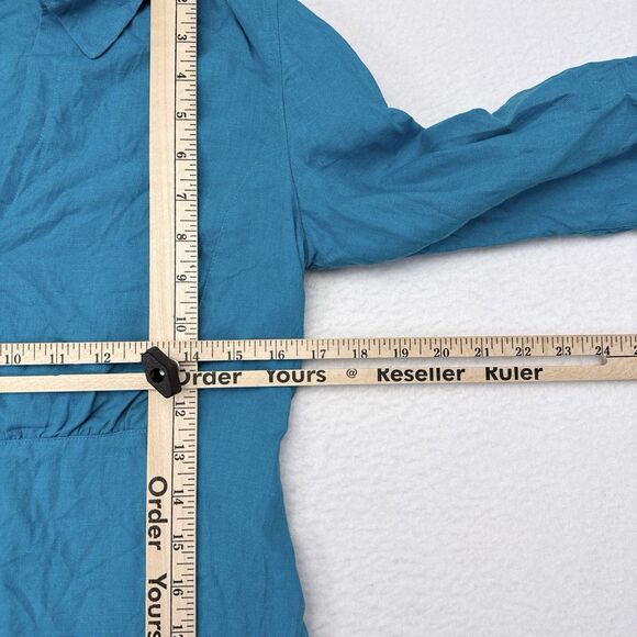 Talbots Linen Top Size 6 Blue Button Front Summer Thin Knit Beach 3/4 Sleeves - Picture 8 of 9